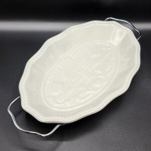 Godinger Bless This Home White‎ Porcelain Serving Tray With Rack 11.5 X7.5x1.5in